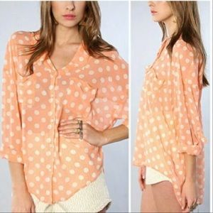EUC Free People Sheer Polka Dot Blouse-XS